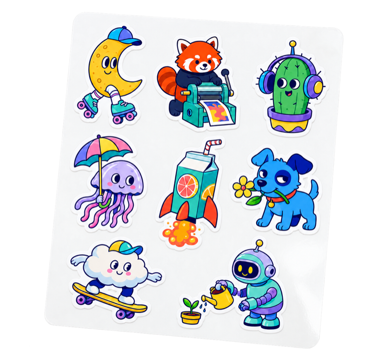 Hoja de stickers impresos a color